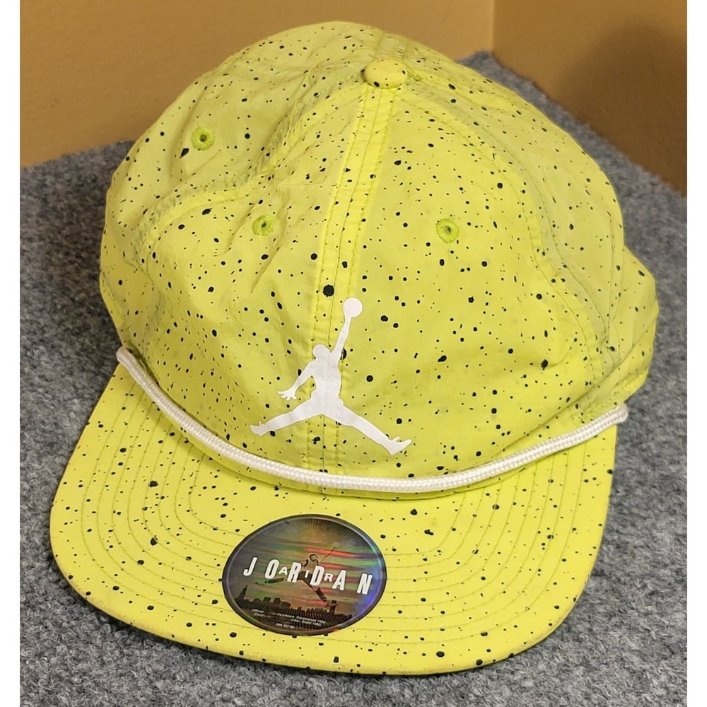 Air Jordan Pro Poolside Snapback Hat Neon Cyber Green Speckled Print Jumpman Cap
